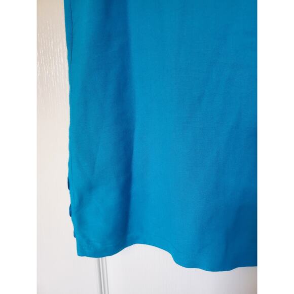 Vintage 90s Aqua Blue Embellished Relaxed Flowy Button Up Blouse Tunic, Medium - Picture 11 of 11